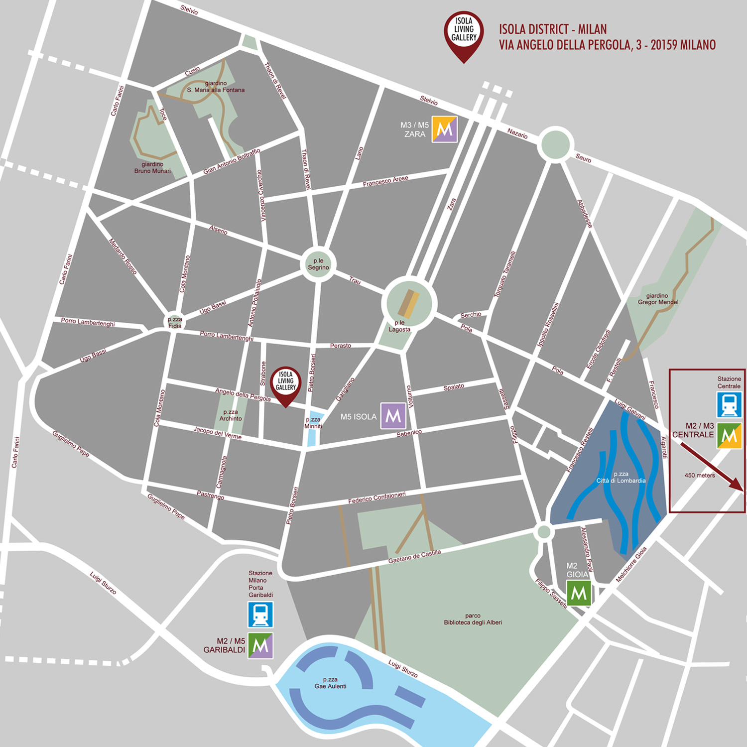Isola Living Gallery - mappa quartiere Isola - map